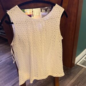 Calvin Klein White Eyelet Lace Sleeveless Camisole